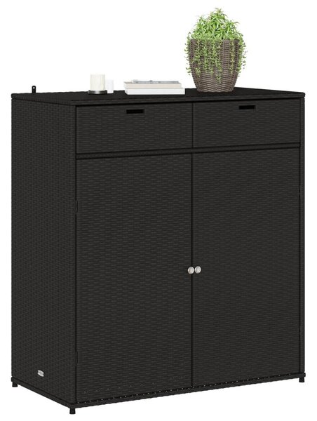 Fekete polyrattan kerti tárolószekrény 105 x 55 x 113 cm