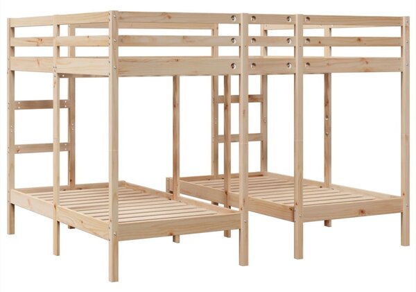 Tömör fenyőfa tripla emeletes ágykeret 160x200/80x160 cm