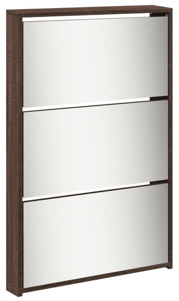 Barna tölgy 5 szintes cipőszekrény tükörrel 63 x 17 x 169,5 cm