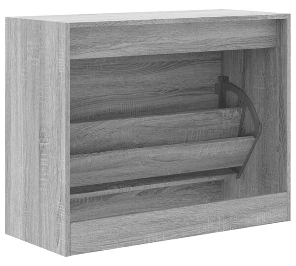 Szürke sonoma színű szerelt fa cipőszekrény 80 x 34 x 63 cm