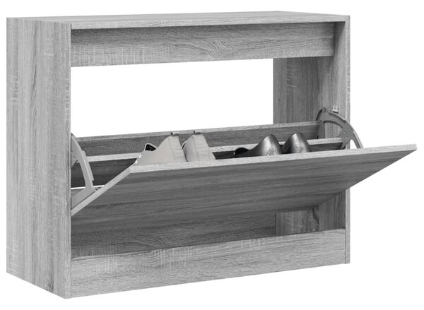 Szürke sonoma színű szerelt fa cipőszekrény 80 x 34 x 63 cm
