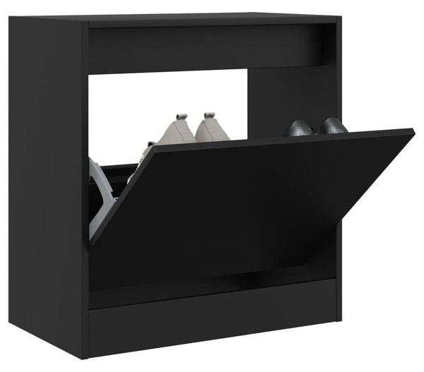 Fekete szerelt fa cipőszekrény 60 x 34 x 63,5 cm
