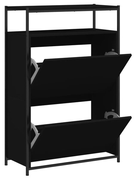 Fekete szerelt fa cipőszekrény 75x34x112 cm
