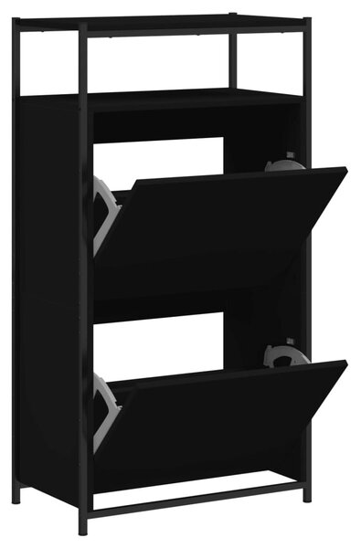 Fekete szerelt fa cipőszekrény 60x34x112 cm