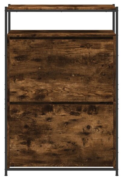 Füstös tölgy színű szerelt fa cipőszekrény 75x34x112 cm
