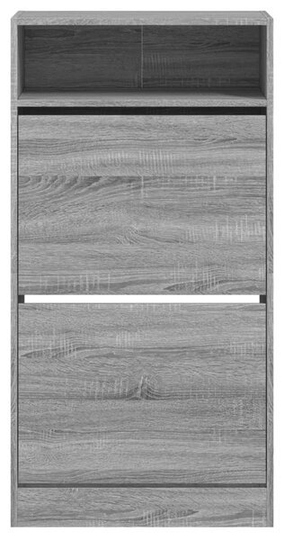 Szürke sonoma színű szerelt fa cipőszekrény 60x34x116 cm