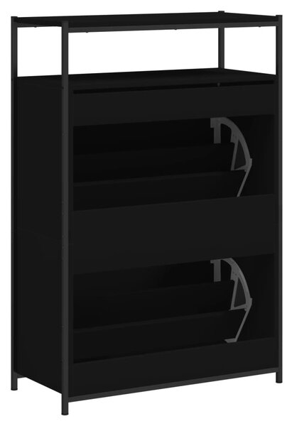 Fekete szerelt fa cipőszekrény 75x34x112 cm