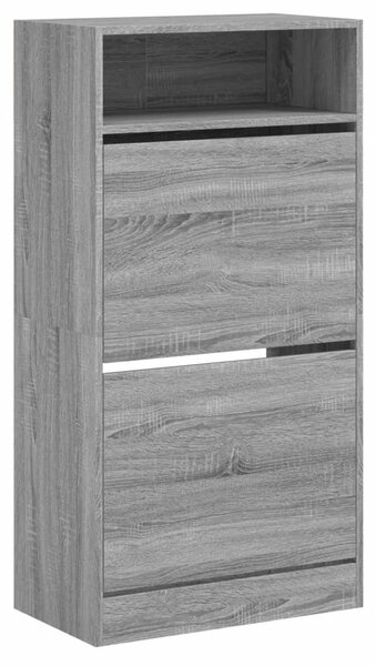 Szürke sonoma színű szerelt fa cipőszekrény 60x34x116 cm