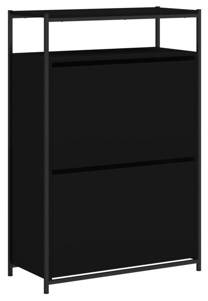 Fekete szerelt fa cipőszekrény 75x34x112 cm