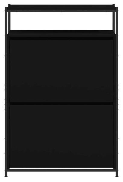 Fekete szerelt fa cipőszekrény 75x34x112 cm