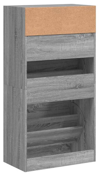 Szürke sonoma színű szerelt fa cipőszekrény 60x34x116 cm