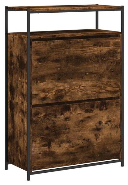 Füstös tölgy színű szerelt fa cipőszekrény 75x34x112 cm