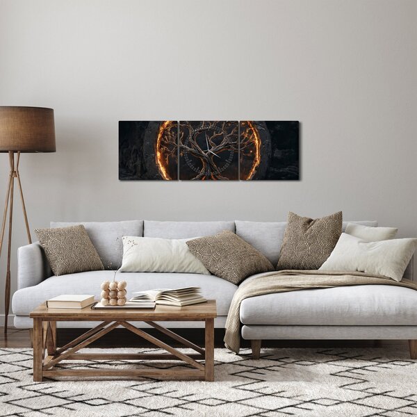 Kép – Életfa lávában I. (órával) (90x30 cm)