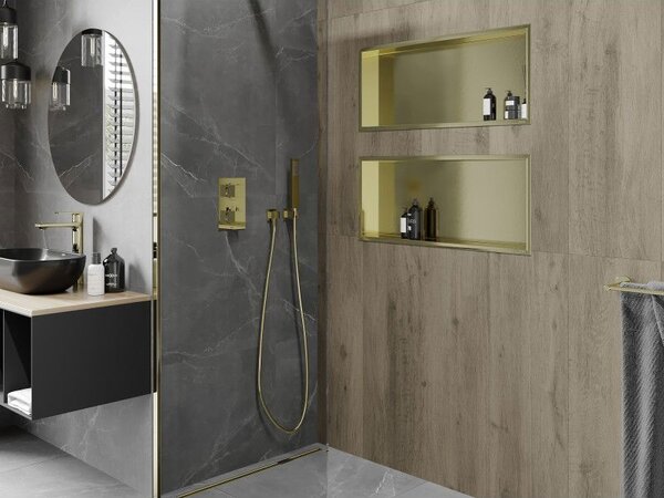 Mexen X-Wall-R falcos polc peremmel 75 x 30 cm, arany kefézett - 1950753010