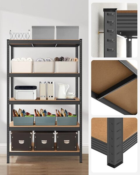 Polc 5 szintes, Songmics, 60 x 120 x 200 cm, fekete, GLR060B01