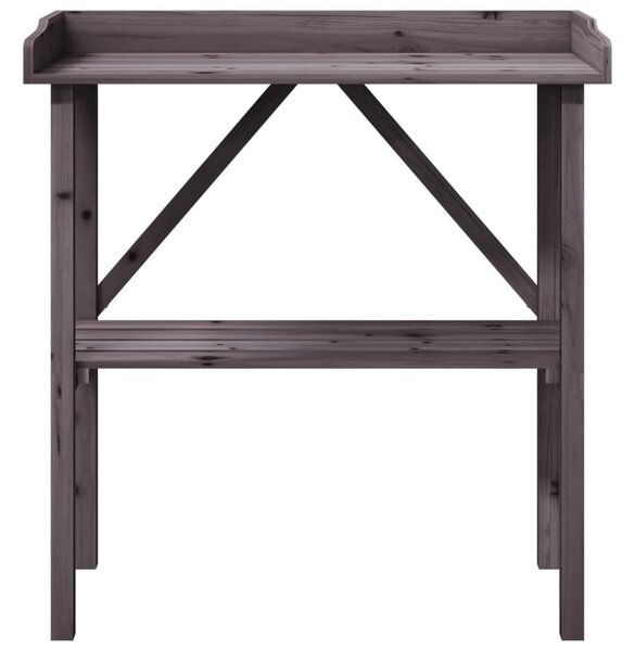 Szürke tömör fenyőfa növénytartó asztal polccal 78x38x82,5 cm