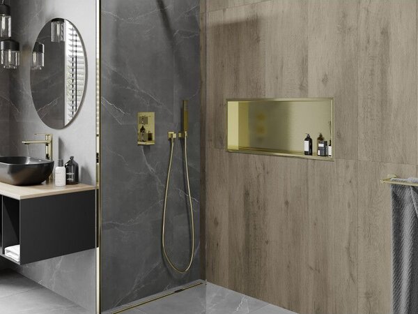Mexen X-Wall-R falcos polc peremmel 75 x 30 cm, arany kefézett - 1950753010