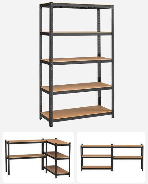 Polc 5 szintes, Songmics, 60 x 120 x 200 cm, fekete, GLR060B01