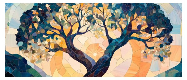 Kép – Mozaik – nap és fa II. (120x50 cm)