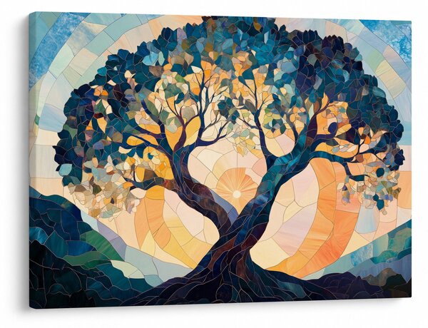 Kép – Mozaik – nap és fa II. (70x50 cm)