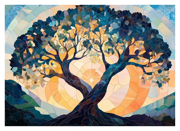 Kép – Mozaik – nap és fa II. (70x50 cm)