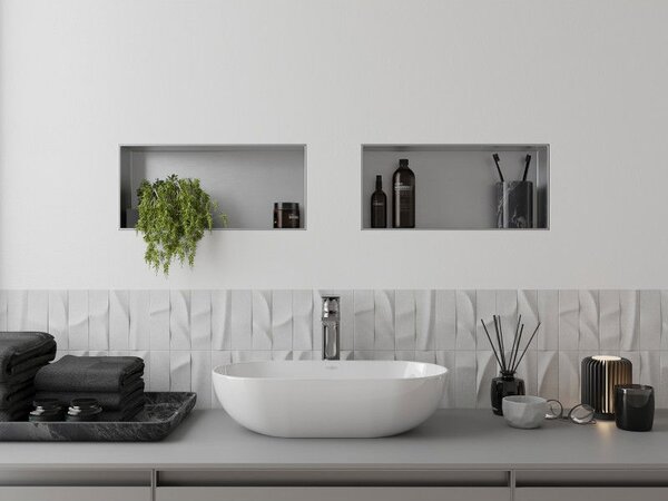 Mexen X-Wall-NR bemélyített polc perem nélkül, 45 x 20 cm, inox - 1911452010