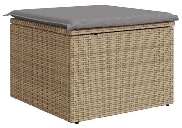 Bézs polyrattan kerti szék párnával 55 x 55 x 37 cm