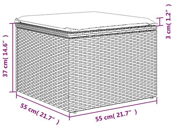 Bézs polyrattan kerti szék párnával 55 x 55 x 37 cm