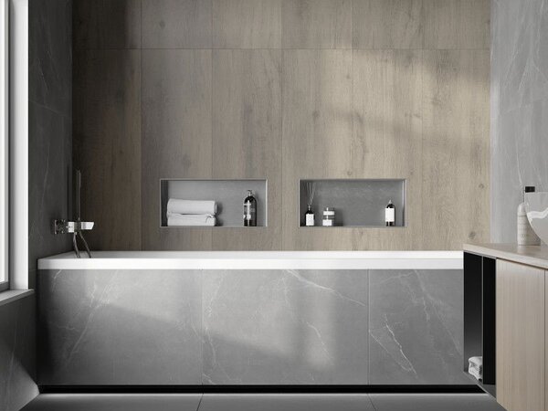 Mexen X-Wall-NR bemélyített polc perem nélkül, 45 x 20 cm, inox - 1911452010