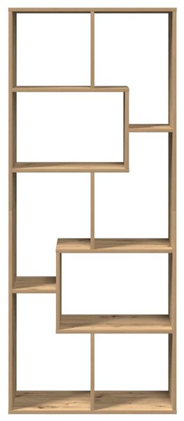 Kézműves tölgy szerelt fa elválasztó könyvespolc 67x25x161,5 cm