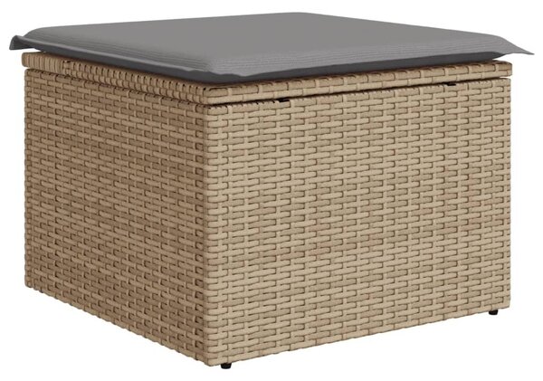 Bézs polyrattan kerti szék párnával 55 x 55 x 37 cm