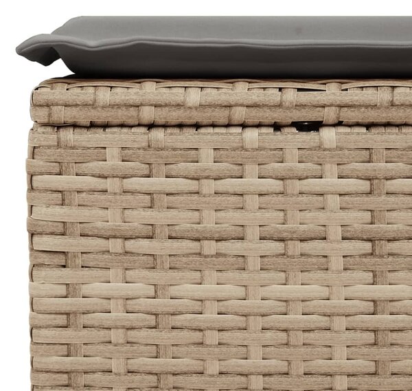 Bézs polyrattan kerti szék párnával 55 x 55 x 37 cm