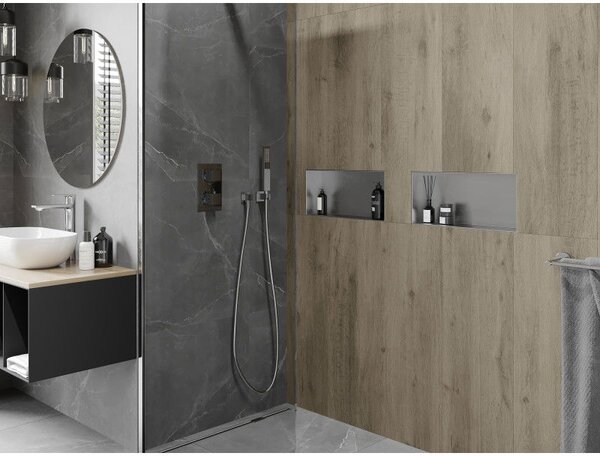 Mexen X-Wall-NR bemélyített polc perem nélkül, 45 x 20 cm, inox - 1911452010