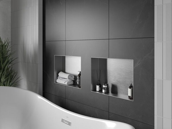 Mexen X-Wall-NR süllyesztett polc karima nélkül 45 x 30 cm, inox - 1911453010