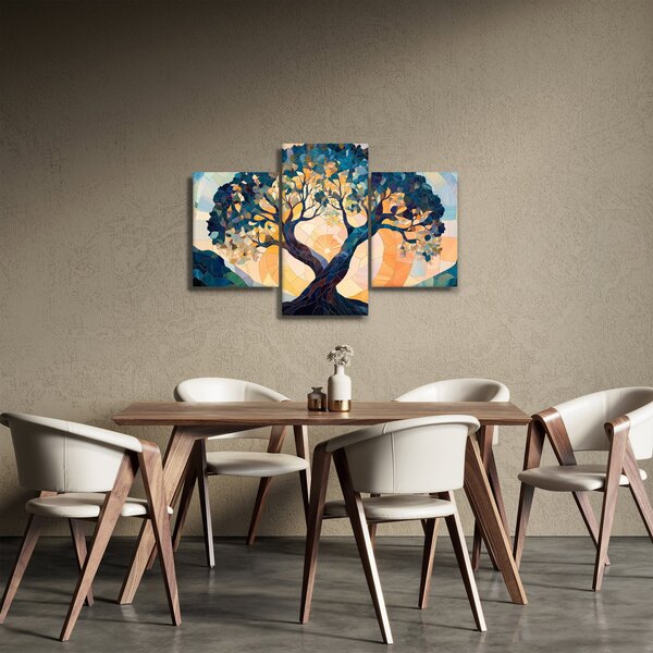 Kép – Mozaik – nap és fa II. (90x60 cm)