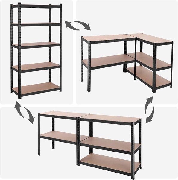 Polc 5 szintes, Songmics, 180 x 90 x 40 cm, fekete, GLR040B01