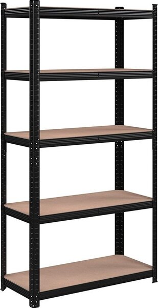 Polc 5 szintes, Songmics, 180 x 90 x 40 cm, fekete, GLR040B01