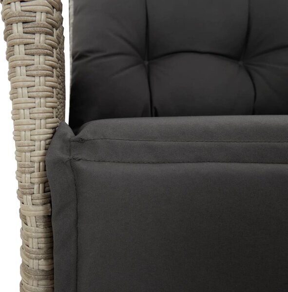 Világosszürke polyrattan dönthető kerti szék lábtartóval