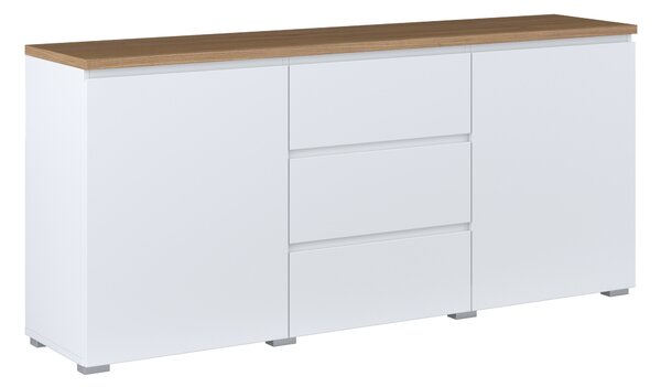 Komód Baletu 106, Laminált forgácslap, 68x150x35cm, Fehér, Tölgy