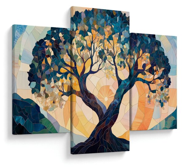 Kép – Mozaik – nap és fa II. (90x60 cm)