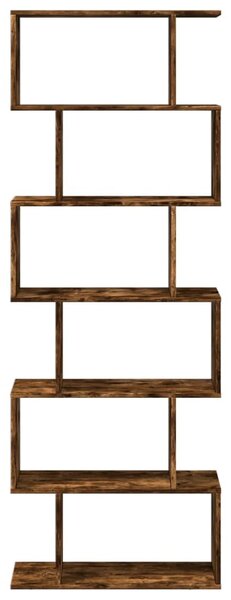 6 szintes füstös tölgy fa elválasztó könyvespolc 70x24x193 cm