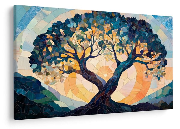 Kép – Mozaik – nap és fa II. (90x60 cm)