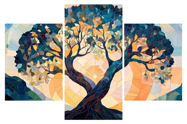 Kép – Mozaik – nap és fa II. (90x60 cm)