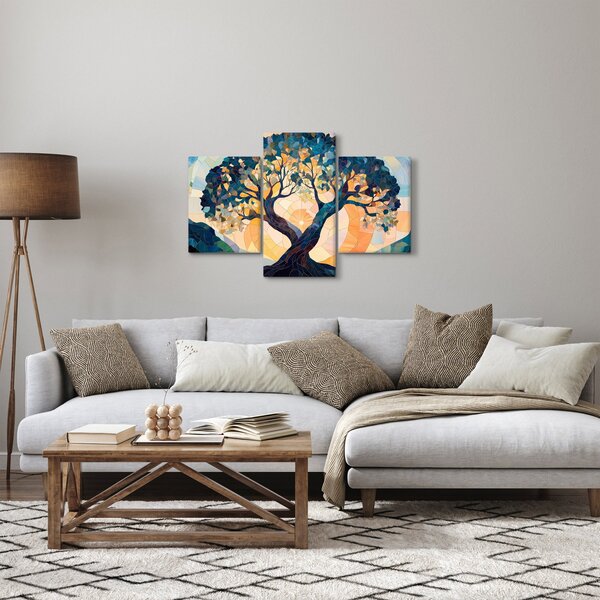Kép – Mozaik – nap és fa II. (90x60 cm)