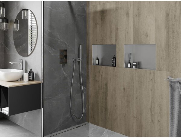 Mexen X-Wall-NR süllyesztett polc karima nélkül 45 x 30 cm, inox - 1911453010