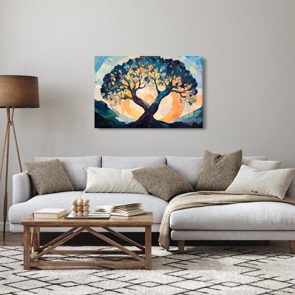 Kép – Mozaik – nap és fa II. (90x60 cm)