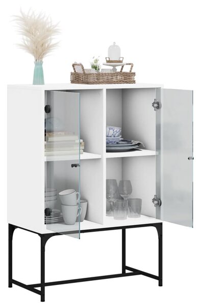 Fehér kisszekrény üvegajtókkal 69x37x100 cm