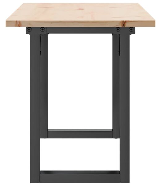 Tömör fenyőfa és acél dohányzóasztal O-vázzal 110x40x45 cm