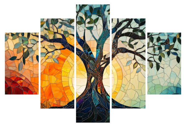 Kép – Mozaik – nap és fa I. (150x105 cm)