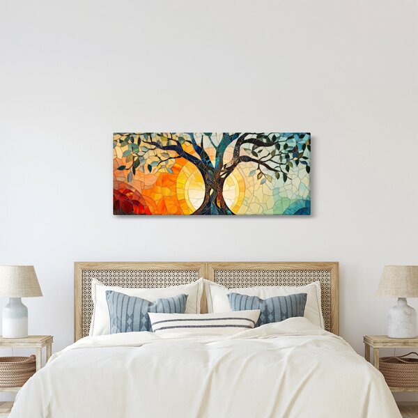 Kép – Mozaik – nap és fa I. (120x50 cm)